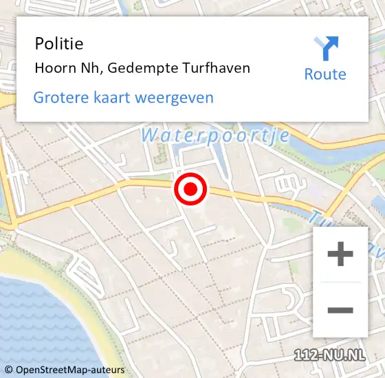 Locatie op kaart van de 112 melding: Politie Hoorn Nh, Gedempte Turfhaven op 27 augustus 2017 01:37