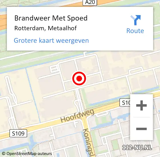 Locatie op kaart van de 112 melding: Brandweer Met Spoed Naar Rotterdam, Metaalhof op 27 augustus 2017 02:16