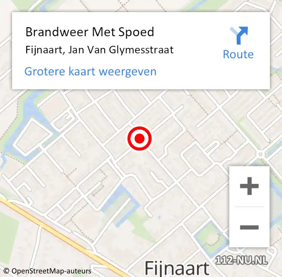 Locatie op kaart van de 112 melding: Brandweer Met Spoed Naar Fijnaart, Jan Van Glymesstraat op 27 augustus 2017 02:19