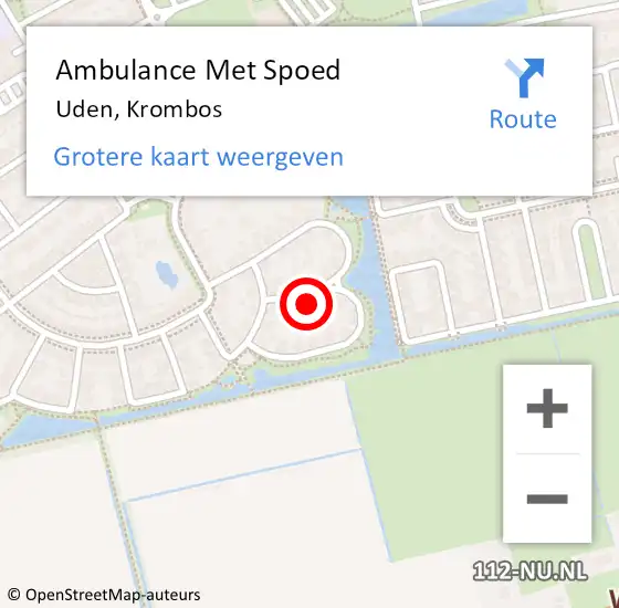 Locatie op kaart van de 112 melding: Ambulance Met Spoed Naar Uden, Krombos op 27 augustus 2017 02:20