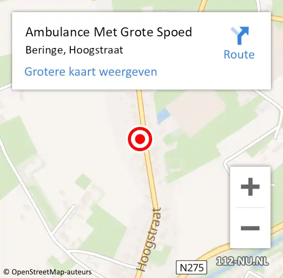 Locatie op kaart van de 112 melding: Ambulance Met Grote Spoed Naar Beringe, Hoogstraat op 20 september 2013 21:20