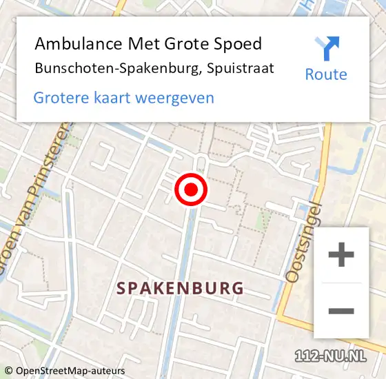 Locatie op kaart van de 112 melding: Ambulance Met Grote Spoed Naar Bunschoten-Spakenburg, Spuistraat op 27 augustus 2017 03:02