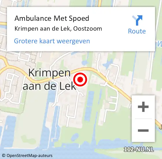 Locatie op kaart van de 112 melding: Ambulance Met Spoed Naar Krimpen aan de Lek, Oostzoom op 27 augustus 2017 03:28