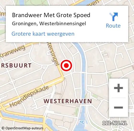 Locatie op kaart van de 112 melding: Brandweer Met Grote Spoed Naar Groningen, Westerbinnensingel op 27 augustus 2017 04:06