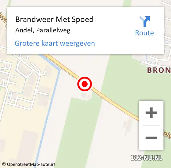 Locatie op kaart van de 112 melding: Brandweer Met Spoed Naar Andel, Parallelweg op 27 augustus 2017 04:55