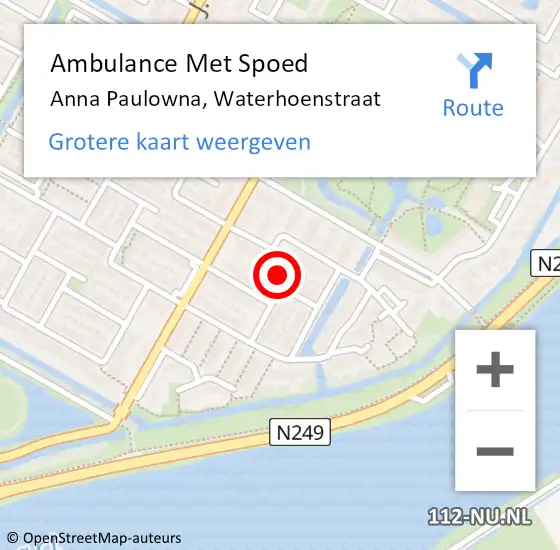 Locatie op kaart van de 112 melding: Ambulance Met Spoed Naar Anna Paulowna, Waterhoenstraat op 27 augustus 2017 05:08