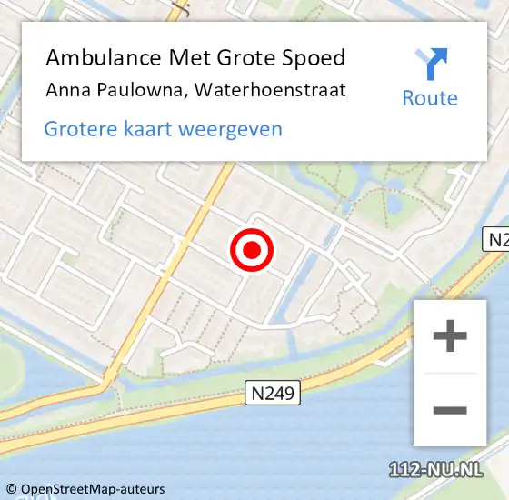 Locatie op kaart van de 112 melding: Ambulance Met Grote Spoed Naar Anna Paulowna, Waterhoenstraat op 27 augustus 2017 05:09