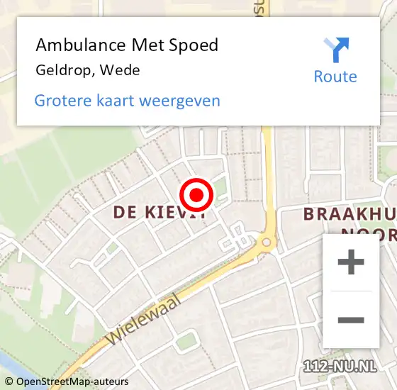 Locatie op kaart van de 112 melding: Ambulance Met Spoed Naar Geldrop, Wede op 27 augustus 2017 06:27