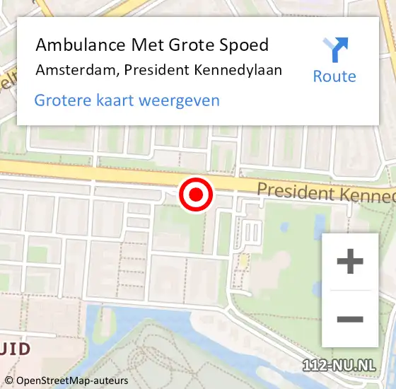 Locatie op kaart van de 112 melding: Ambulance Met Grote Spoed Naar Amsterdam, President Kennedylaan op 27 augustus 2017 07:16