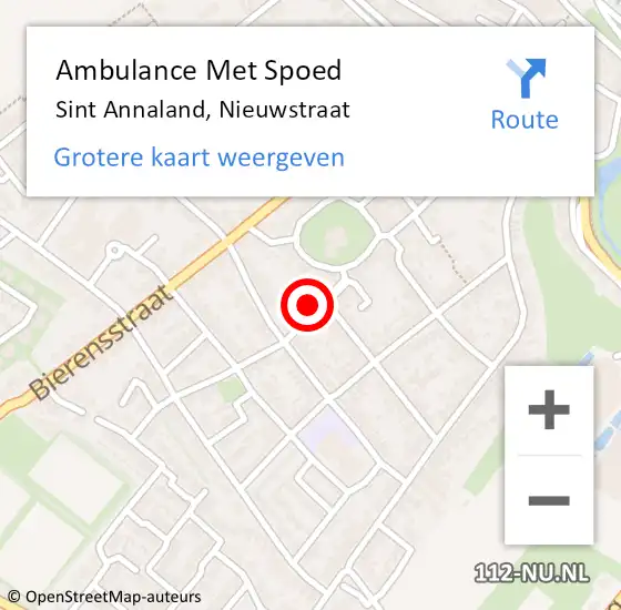 Locatie op kaart van de 112 melding: Ambulance Met Spoed Naar Sint Annaland, Nieuwstraat op 27 augustus 2017 08:28