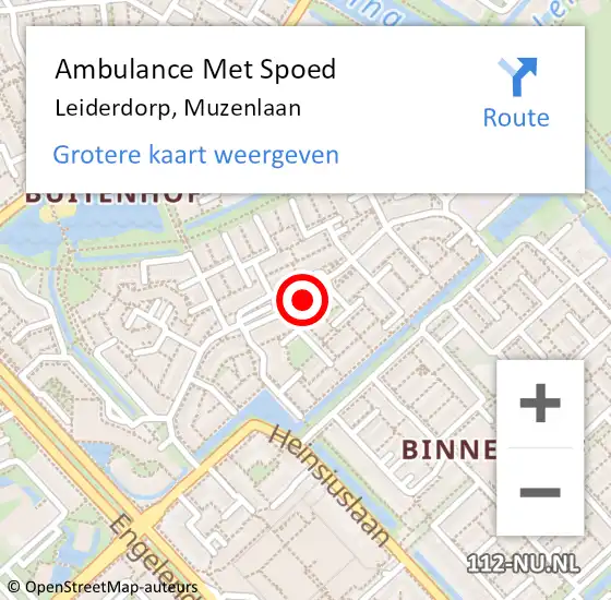 Locatie op kaart van de 112 melding: Ambulance Met Spoed Naar Leiderdorp, Muzenlaan op 27 augustus 2017 08:46