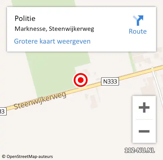 Locatie op kaart van de 112 melding: Politie Marknesse, Steenwijkerweg op 27 augustus 2017 08:57