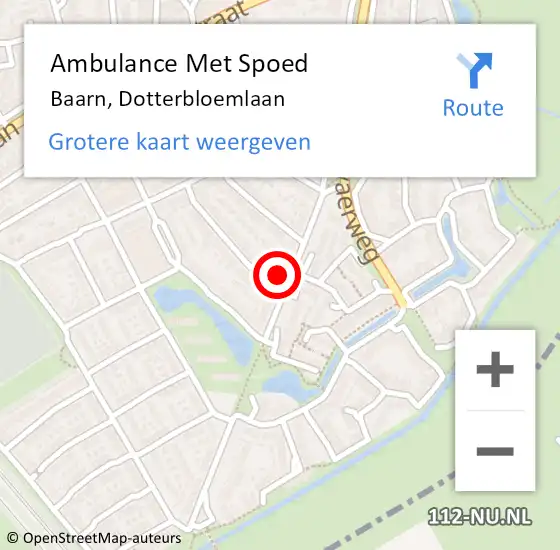 Locatie op kaart van de 112 melding: Ambulance Met Spoed Naar Baarn, Dotterbloemlaan op 27 augustus 2017 09:20