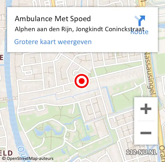 Locatie op kaart van de 112 melding: Ambulance Met Spoed Naar Alphen aan den Rijn, Jongkindt Coninckstraat op 27 augustus 2017 09:30