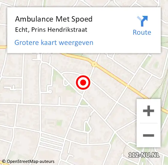 Locatie op kaart van de 112 melding: Ambulance Met Spoed Naar Echt, Prins Hendrikstraat op 27 augustus 2017 10:01