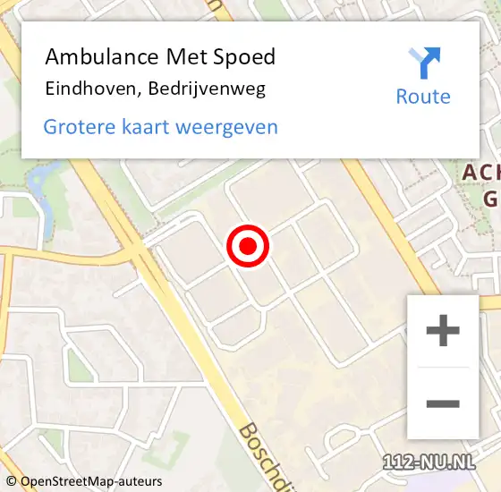 Locatie op kaart van de 112 melding: Ambulance Met Spoed Naar Eindhoven, Bedrijvenweg op 27 augustus 2017 10:31