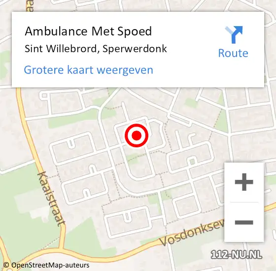 Locatie op kaart van de 112 melding: Ambulance Met Spoed Naar Sint Willebrord, Sperwerdonk op 27 augustus 2017 11:03