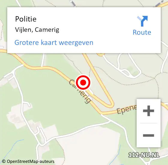 Locatie op kaart van de 112 melding: Politie Vijlen, Camerig op 27 augustus 2017 11:31