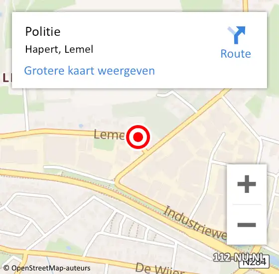 Locatie op kaart van de 112 melding: Politie Hapert, Lemel op 27 augustus 2017 11:45