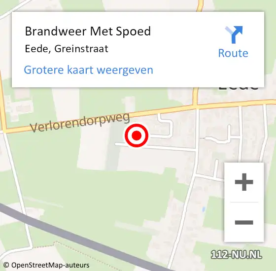 Locatie op kaart van de 112 melding: Brandweer Met Spoed Naar Eede, Greinstraat op 27 augustus 2017 12:41