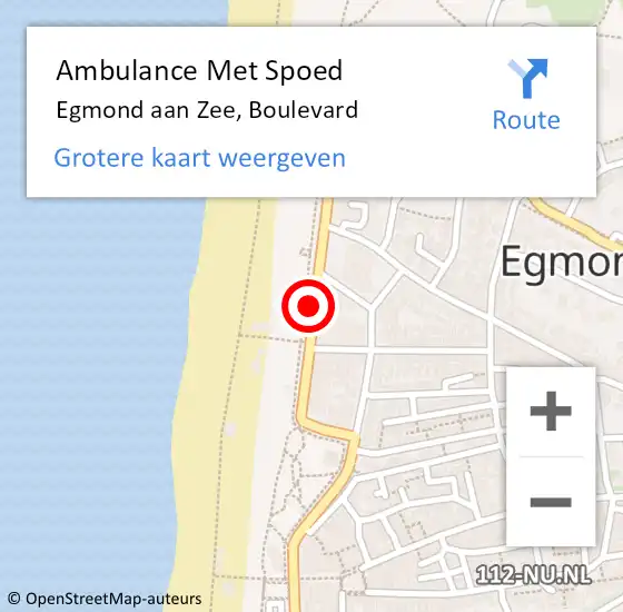 Locatie op kaart van de 112 melding: Ambulance Met Spoed Naar Egmond aan Zee, Boulevard op 27 augustus 2017 13:16