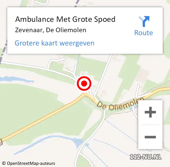 Locatie op kaart van de 112 melding: Ambulance Met Grote Spoed Naar Zevenaar, De Oliemolen op 27 augustus 2017 13:18