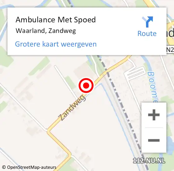Locatie op kaart van de 112 melding: Ambulance Met Spoed Naar Waarland, Zandweg op 27 augustus 2017 14:43