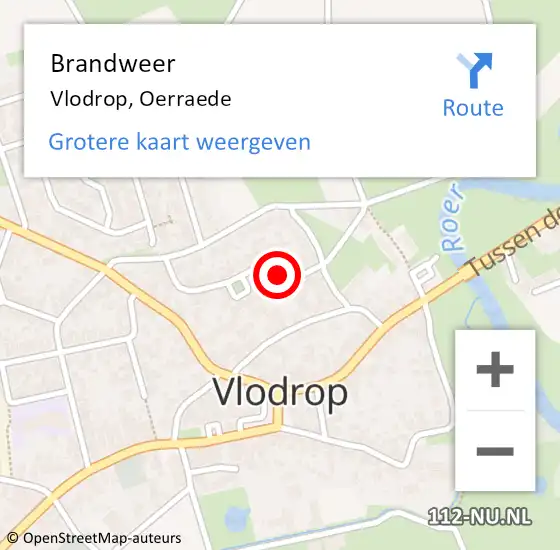 Locatie op kaart van de 112 melding: Brandweer Vlodrop, Oerraede op 27 augustus 2017 15:43