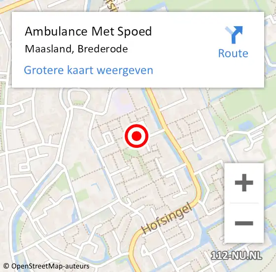 Locatie op kaart van de 112 melding: Ambulance Met Spoed Naar Maasland, Brederode op 27 augustus 2017 16:06