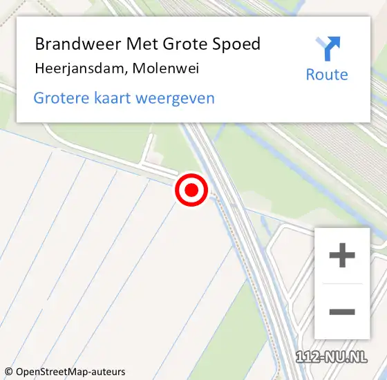 Locatie op kaart van de 112 melding: Brandweer Met Grote Spoed Naar Heerjansdam, Molenwei op 27 augustus 2017 16:18