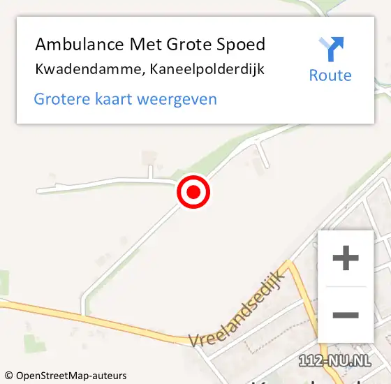 Locatie op kaart van de 112 melding: Ambulance Met Grote Spoed Naar Kwadendamme, Kaneelpolderdijk op 27 augustus 2017 16:30