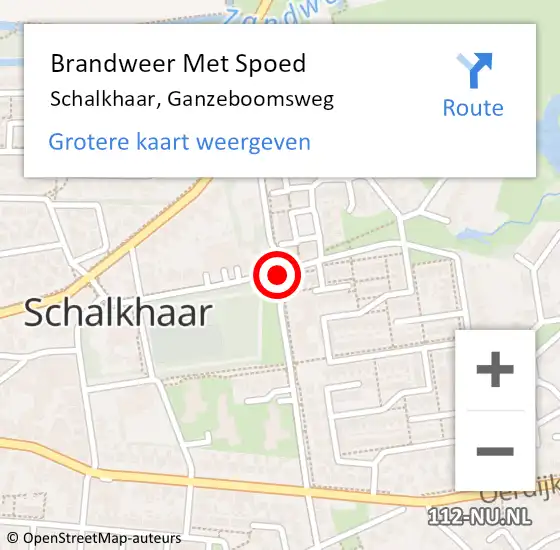 Locatie op kaart van de 112 melding: Brandweer Met Spoed Naar Schalkhaar, Ganzeboomsweg op 30 januari 2014 18:29