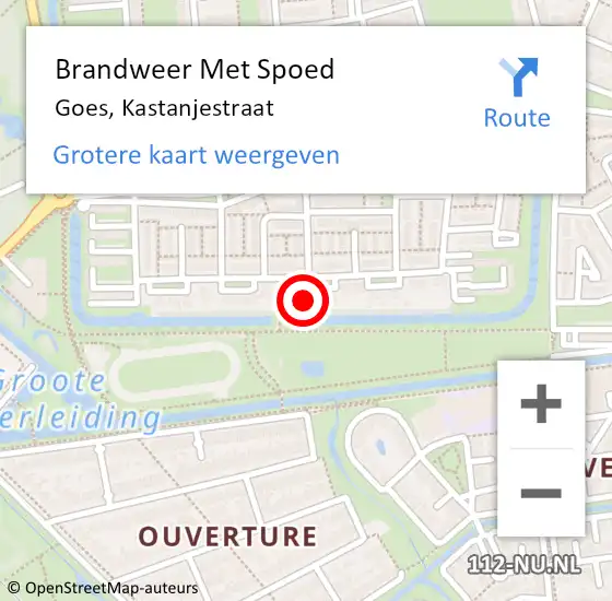 Locatie op kaart van de 112 melding: Brandweer Met Spoed Naar Goes, Kastanjestraat op 27 augustus 2017 17:33