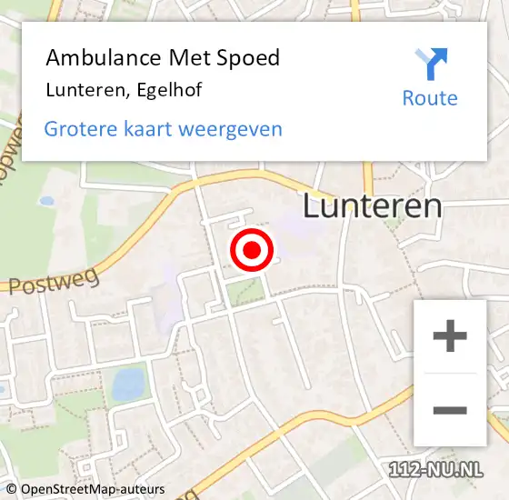 Locatie op kaart van de 112 melding: Ambulance Met Spoed Naar Lunteren, Egelhof op 27 augustus 2017 18:29