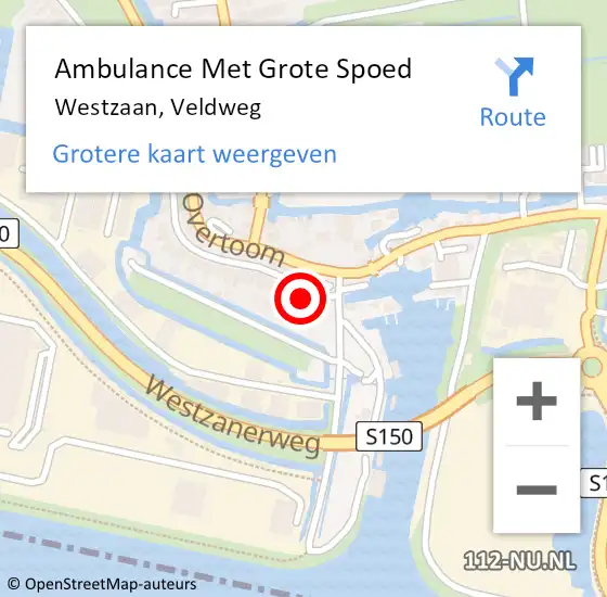 Locatie op kaart van de 112 melding: Ambulance Met Grote Spoed Naar Westzaan, Veldweg op 27 augustus 2017 19:22