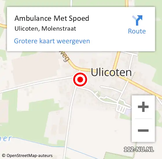 Locatie op kaart van de 112 melding: Ambulance Met Spoed Naar Ulicoten, Molenstraat op 27 augustus 2017 19:34