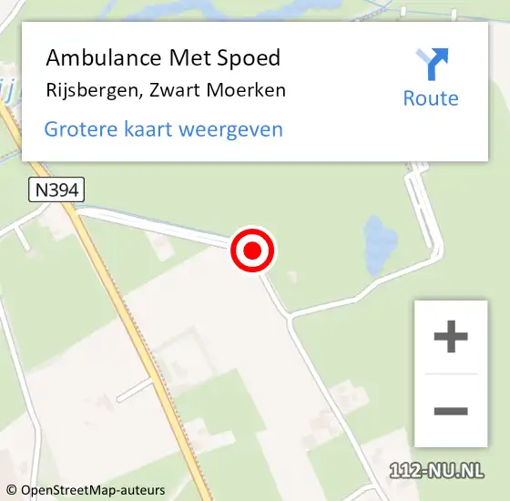 Locatie op kaart van de 112 melding: Ambulance Met Spoed Naar Rijsbergen, Zwart Moerken op 27 augustus 2017 19:47