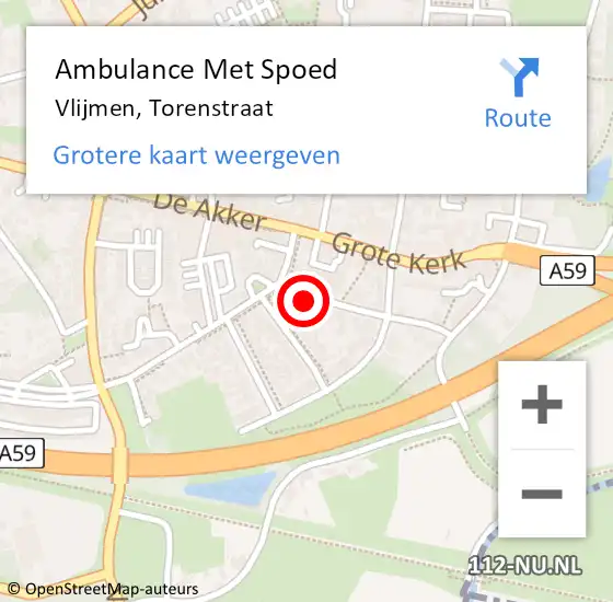 Locatie op kaart van de 112 melding: Ambulance Met Spoed Naar Vlijmen, Torenstraat op 27 augustus 2017 20:56