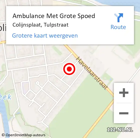 Locatie op kaart van de 112 melding: Ambulance Met Grote Spoed Naar Colijnsplaat, Tulpstraat op 27 augustus 2017 21:36