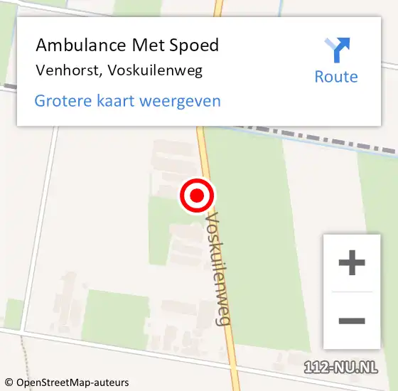 Locatie op kaart van de 112 melding: Ambulance Met Spoed Naar Venhorst, Voskuilenweg op 27 augustus 2017 21:56