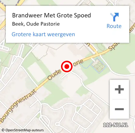 Locatie op kaart van de 112 melding: Brandweer Met Grote Spoed Naar Beek, Oude Pastorie op 27 augustus 2017 22:05