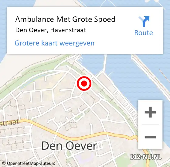 Locatie op kaart van de 112 melding: Ambulance Met Grote Spoed Naar Den Oever, Havenstraat op 28 augustus 2017 02:08