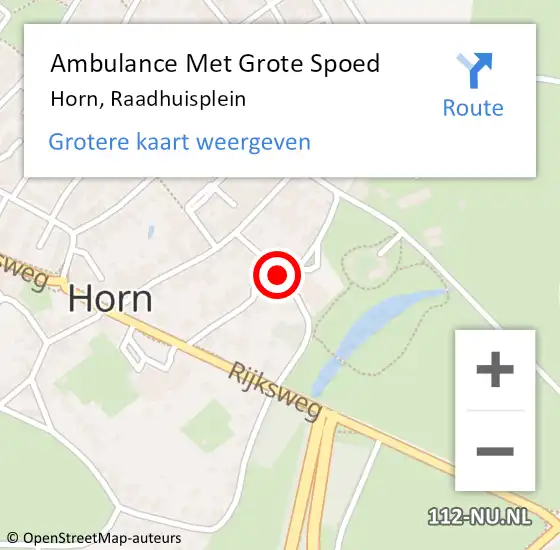 Locatie op kaart van de 112 melding: Ambulance Met Grote Spoed Naar Horn, Raadhuisplein op 28 augustus 2017 02:20