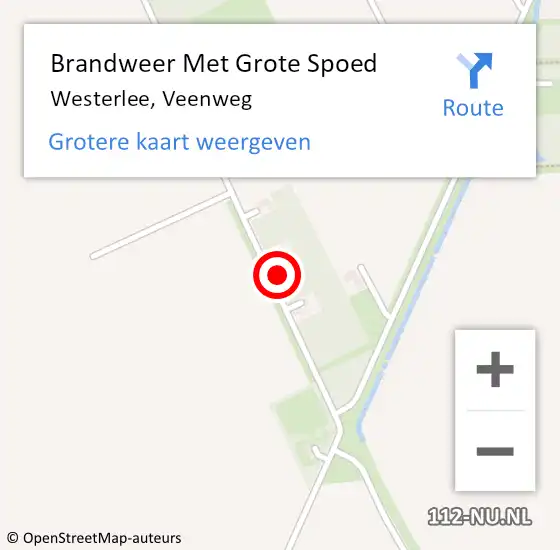 Locatie op kaart van de 112 melding: Brandweer Met Grote Spoed Naar Westerlee, Veenweg op 28 augustus 2017 03:30