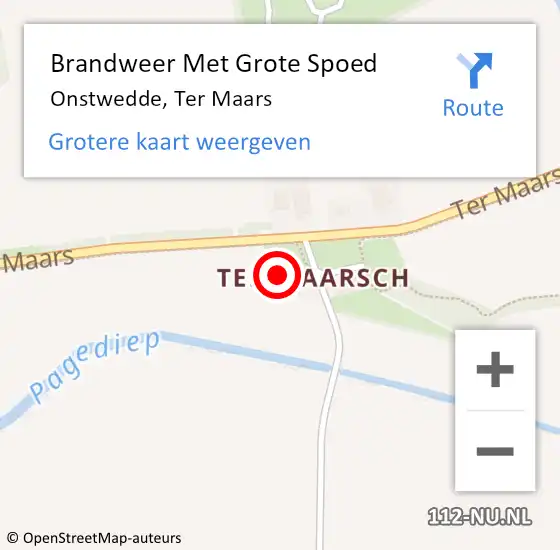 Locatie op kaart van de 112 melding: Brandweer Met Grote Spoed Naar Onstwedde, Ter Maars op 28 augustus 2017 04:11