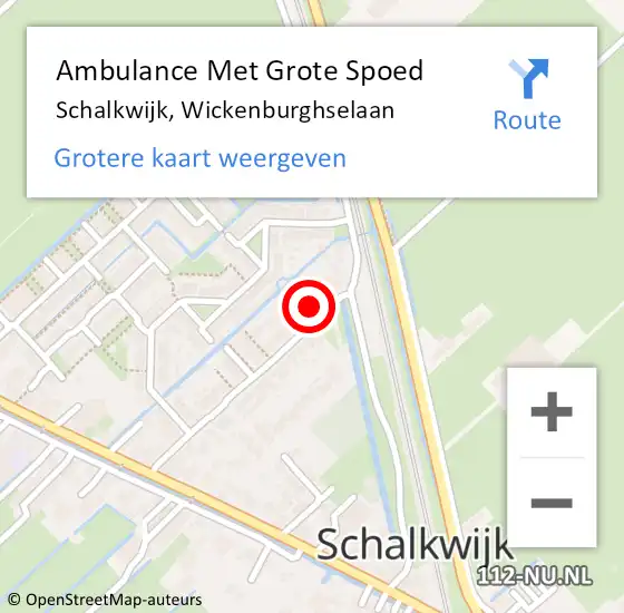 Locatie op kaart van de 112 melding: Ambulance Met Grote Spoed Naar Schalkwijk, Wickenburghselaan op 28 augustus 2017 05:11