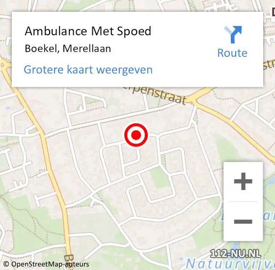 Locatie op kaart van de 112 melding: Ambulance Met Spoed Naar Boekel, Merellaan op 30 januari 2014 19:24