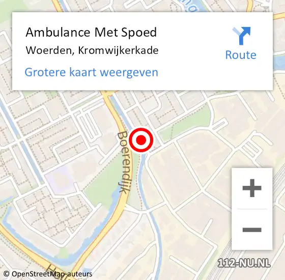 Locatie op kaart van de 112 melding: Ambulance Met Spoed Naar Woerden, Kromwijkerkade op 28 augustus 2017 08:31