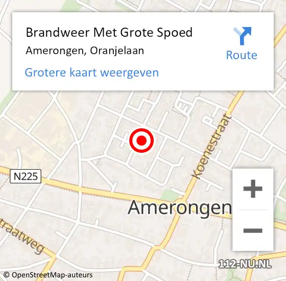 Locatie op kaart van de 112 melding: Brandweer Met Grote Spoed Naar Amerongen, Oranjelaan op 28 augustus 2017 08:39