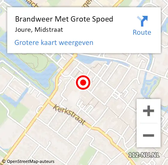 Locatie op kaart van de 112 melding: Brandweer Met Grote Spoed Naar Joure, Midstraat op 28 augustus 2017 08:53